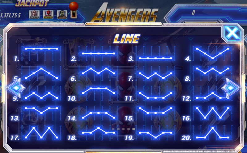 Các dòng line hợp lệ được tính thưởng trong game Avenger