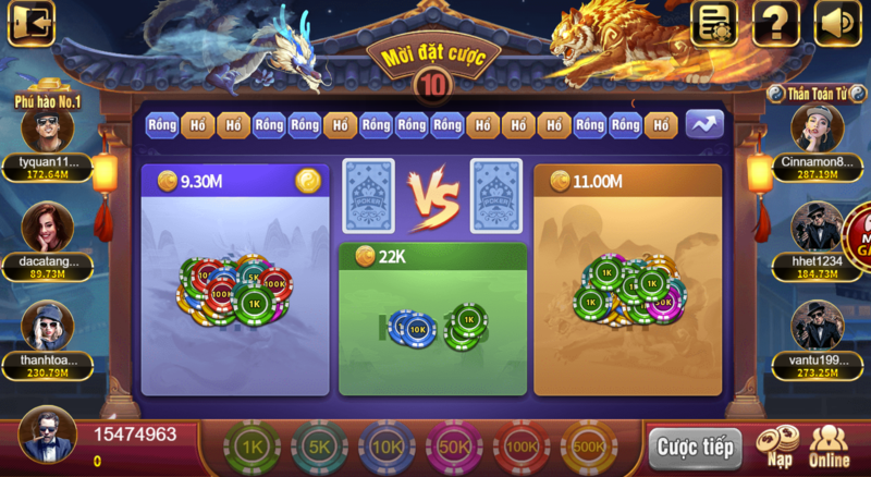 Cách chơi Rồng hổ đại chiến tại cổng đổi thưởng 68 game bài