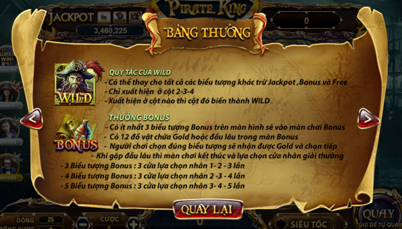 Tìm hiểu về các quy tắc của Wild trong Pirate King tại 68 game bài